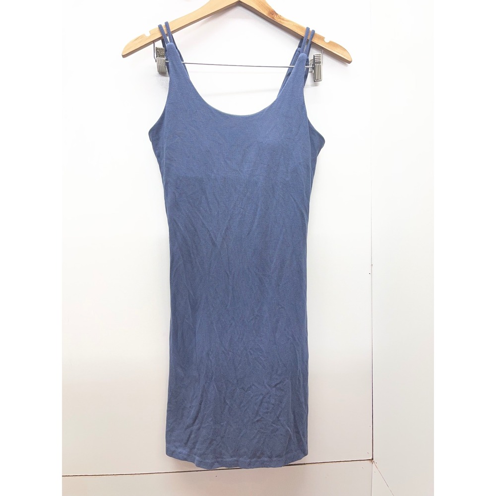 Wishlist Womens Blue Ribbed Knit Cami Dress Adjustable Straps Size Small